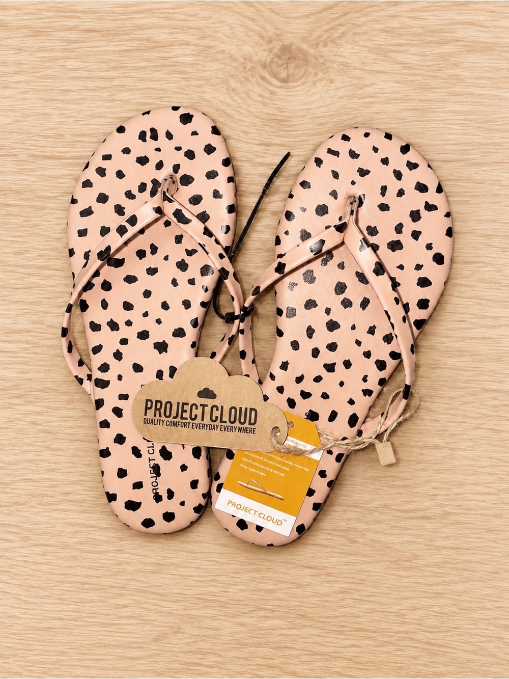 Project Cloud Pink Leopard Print Girls' Flip Flops Size 2